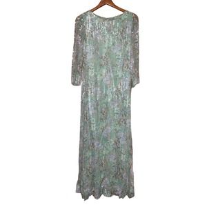 RARE Vintage Adele Simpson Sequin Floral Maxi Dress Size 10
